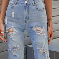 Women's Fashion Light Denim Funky Distressed Jeans  Shorts