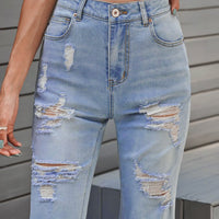 Women's Fashion Light Denim Funky Distressed Jeans  Shorts