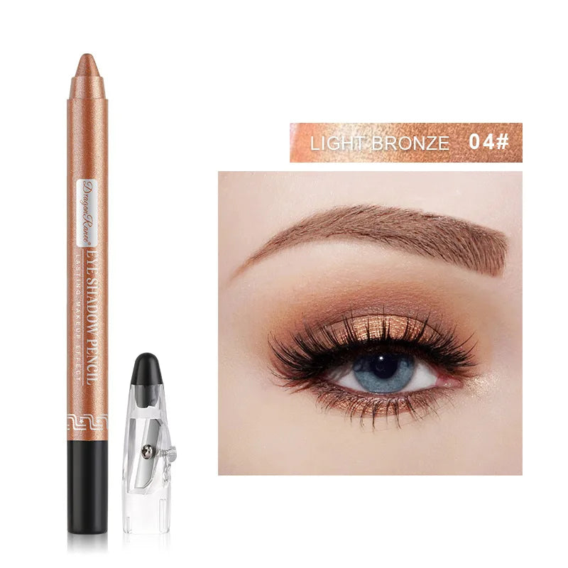 12 Colors Pearlescent Eyeshadow Pen Long Lasting Waterproof Eye Highlighter Shiny Silver Purple Eyeliner Eyeshadow Pen Cosmetics