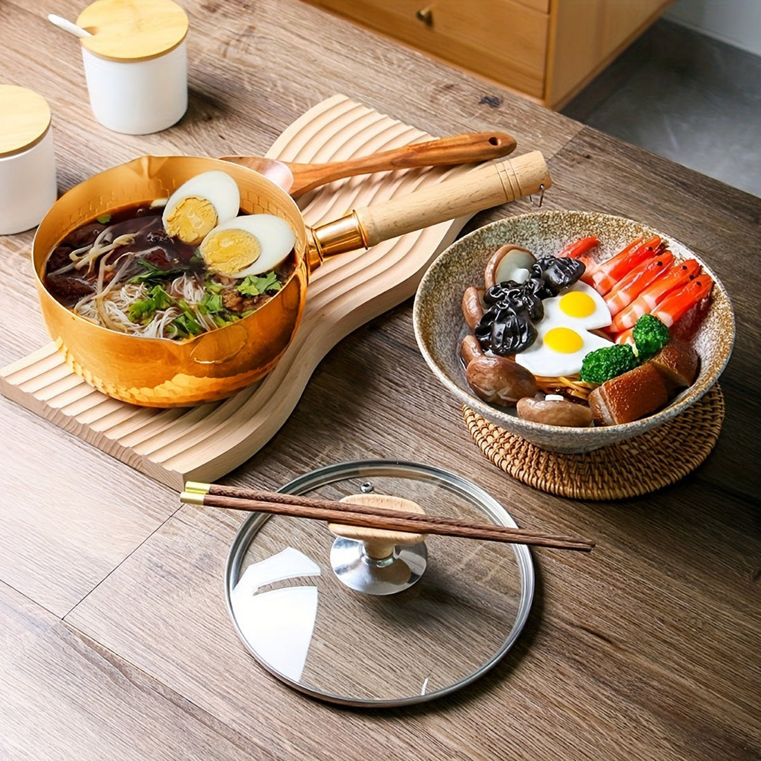 Japanese Style 3L Copper Saucepan with Wooden Handle