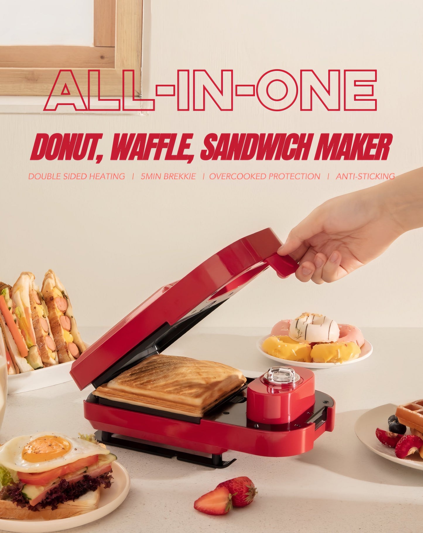 All-in-One Automatic Donut, Waffle & Sandwich Maker Machine