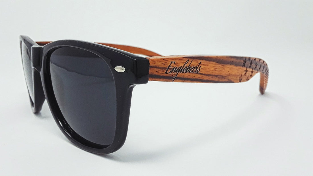 Zebrawood Sunglasses, Stars and Bars, Polarized, Handcrafted