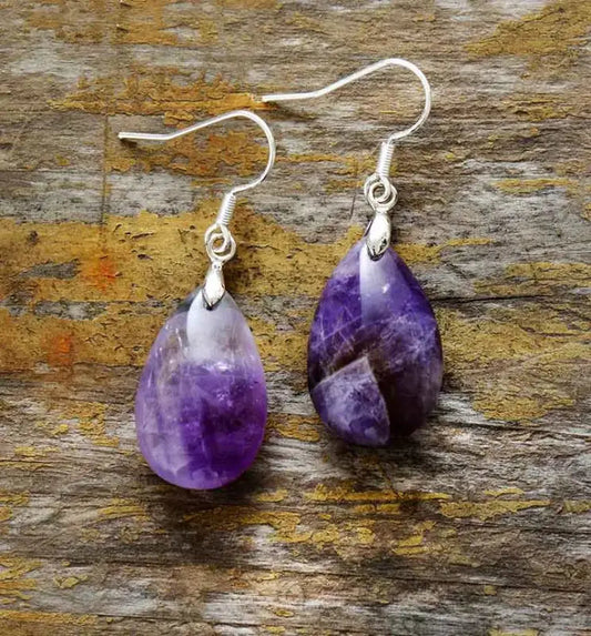 Amethyst Dangle Earrings- Purple