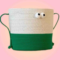 Whimsical Cute Big Eyes Woven Laundry Storage Basket Bag