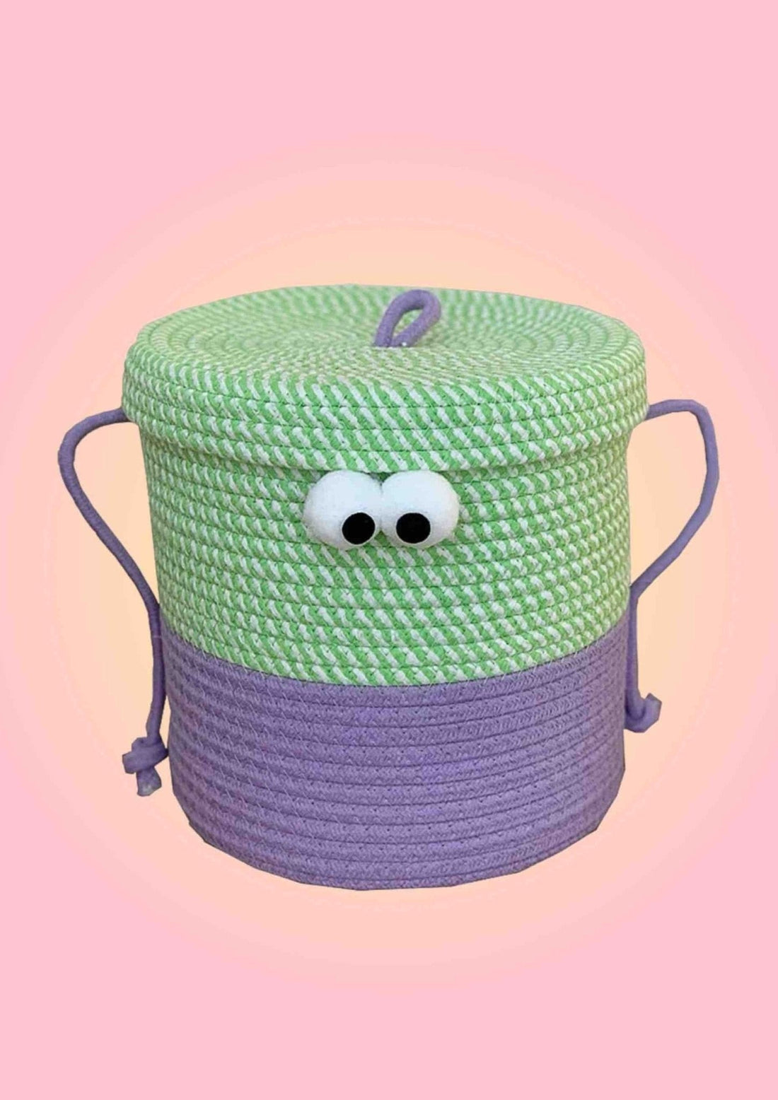 Whimsical Cute Big Eyes Woven Laundry Storage Basket Bag