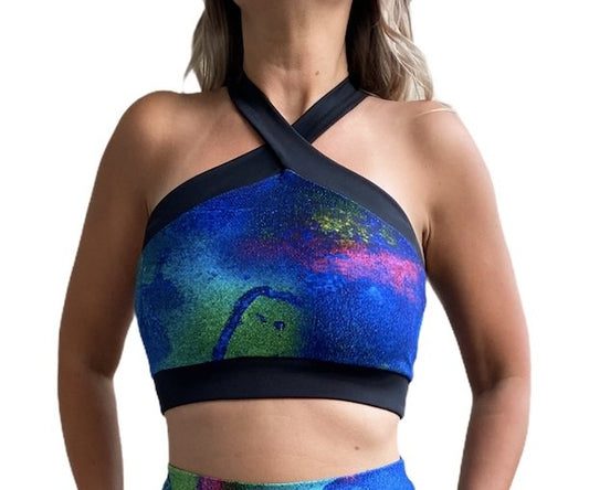 Aqua Sports Bra - Crossed Back