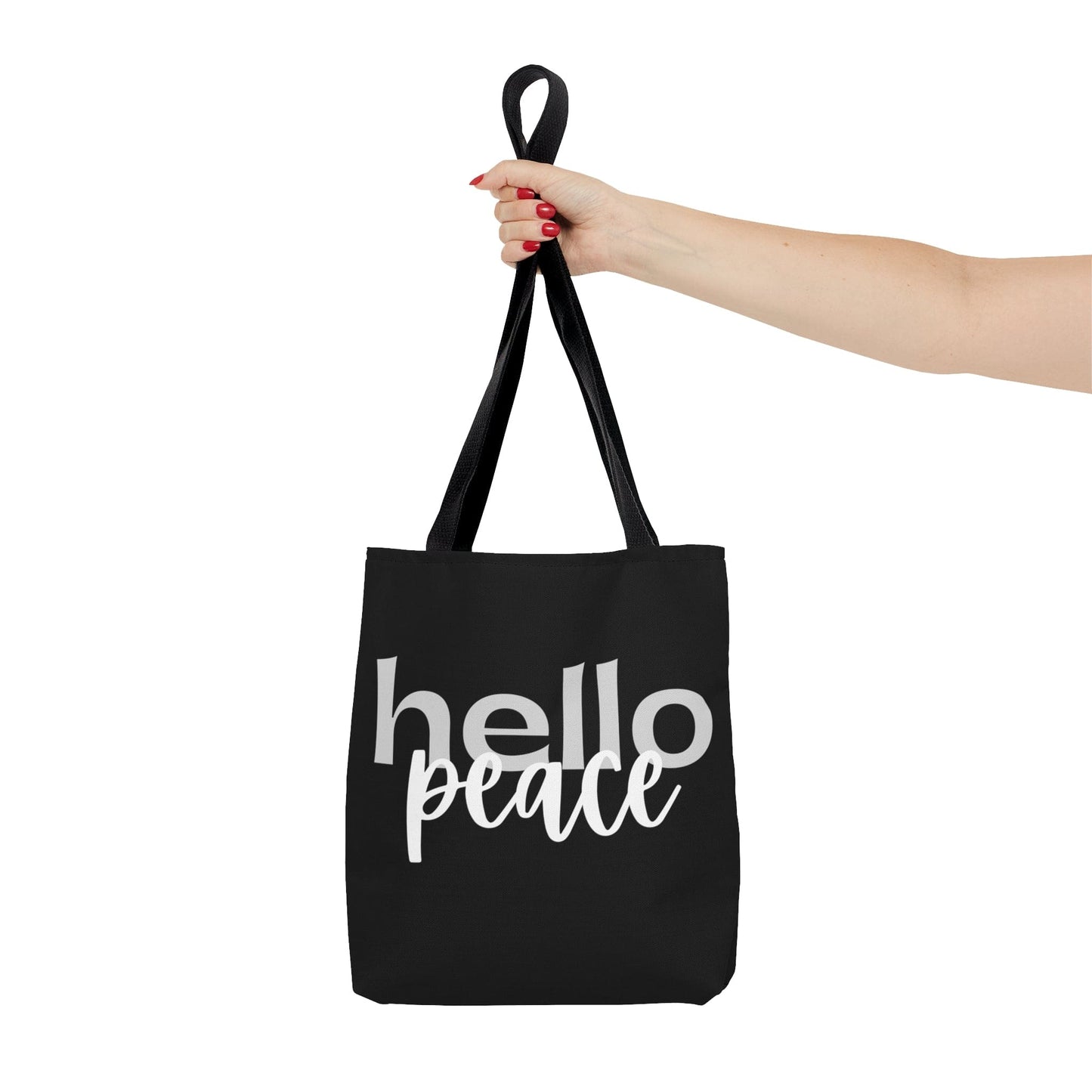 Large Tote Bag Hello Peace Motivational Peaceful Aspiration -