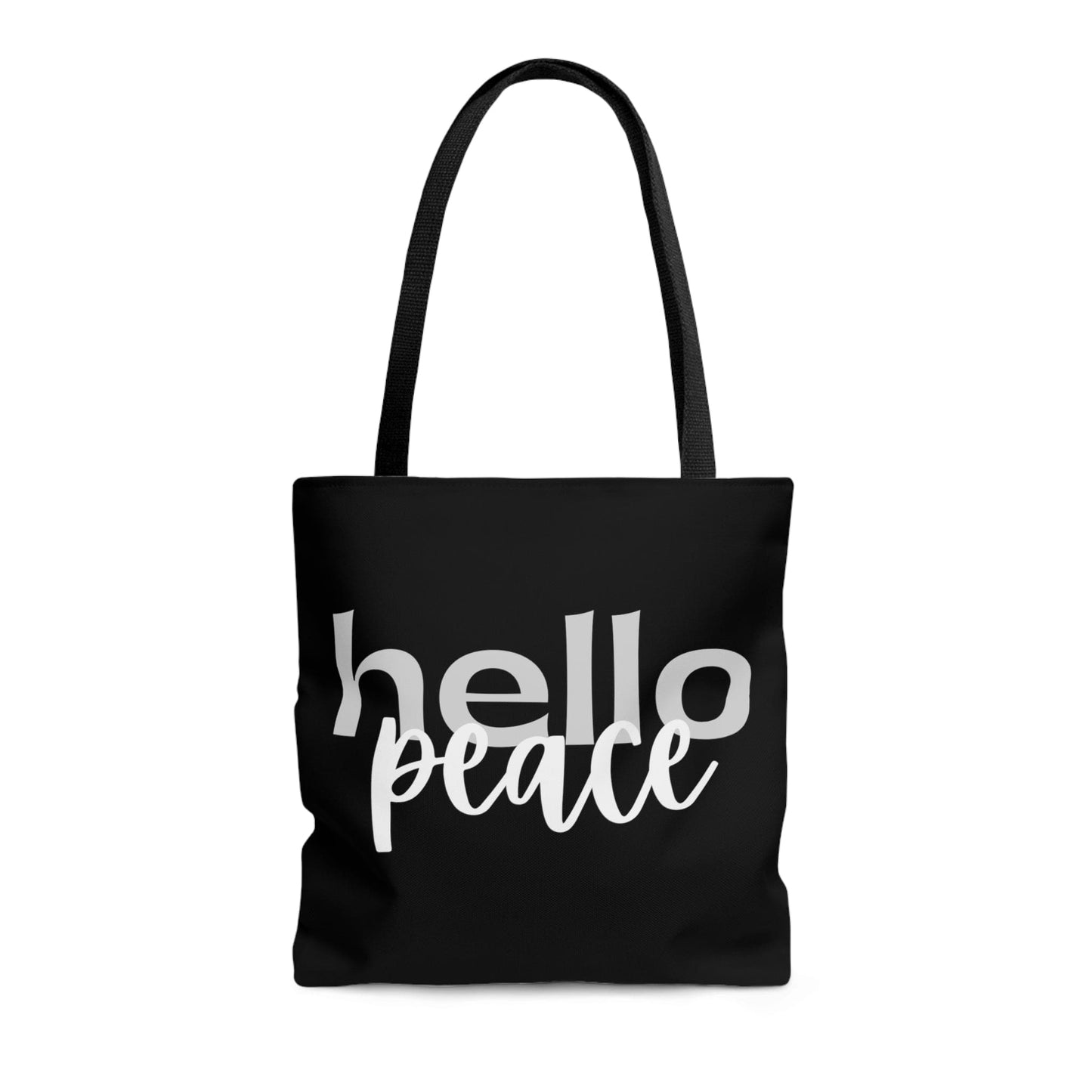 Large Tote Bag Hello Peace Motivational Peaceful Aspiration -