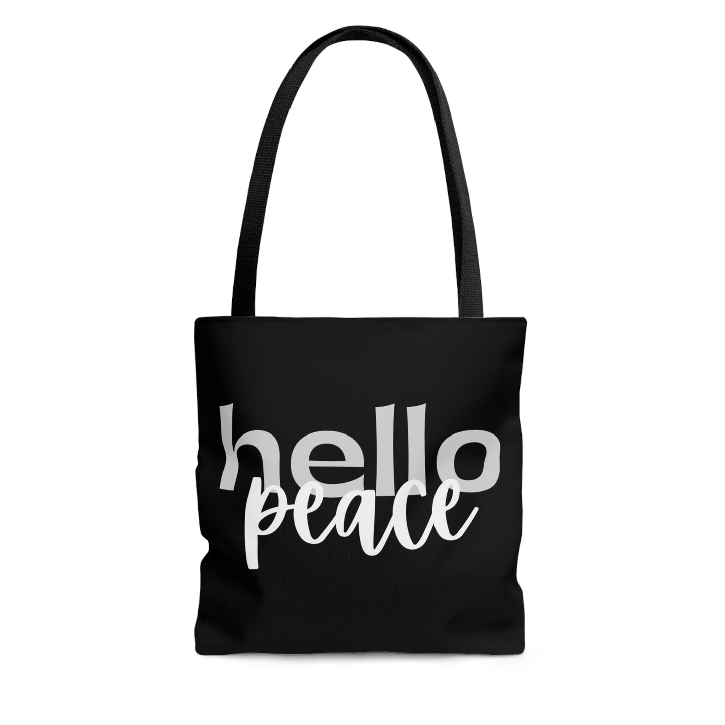 Large Tote Bag Hello Peace Motivational Peaceful Aspiration -