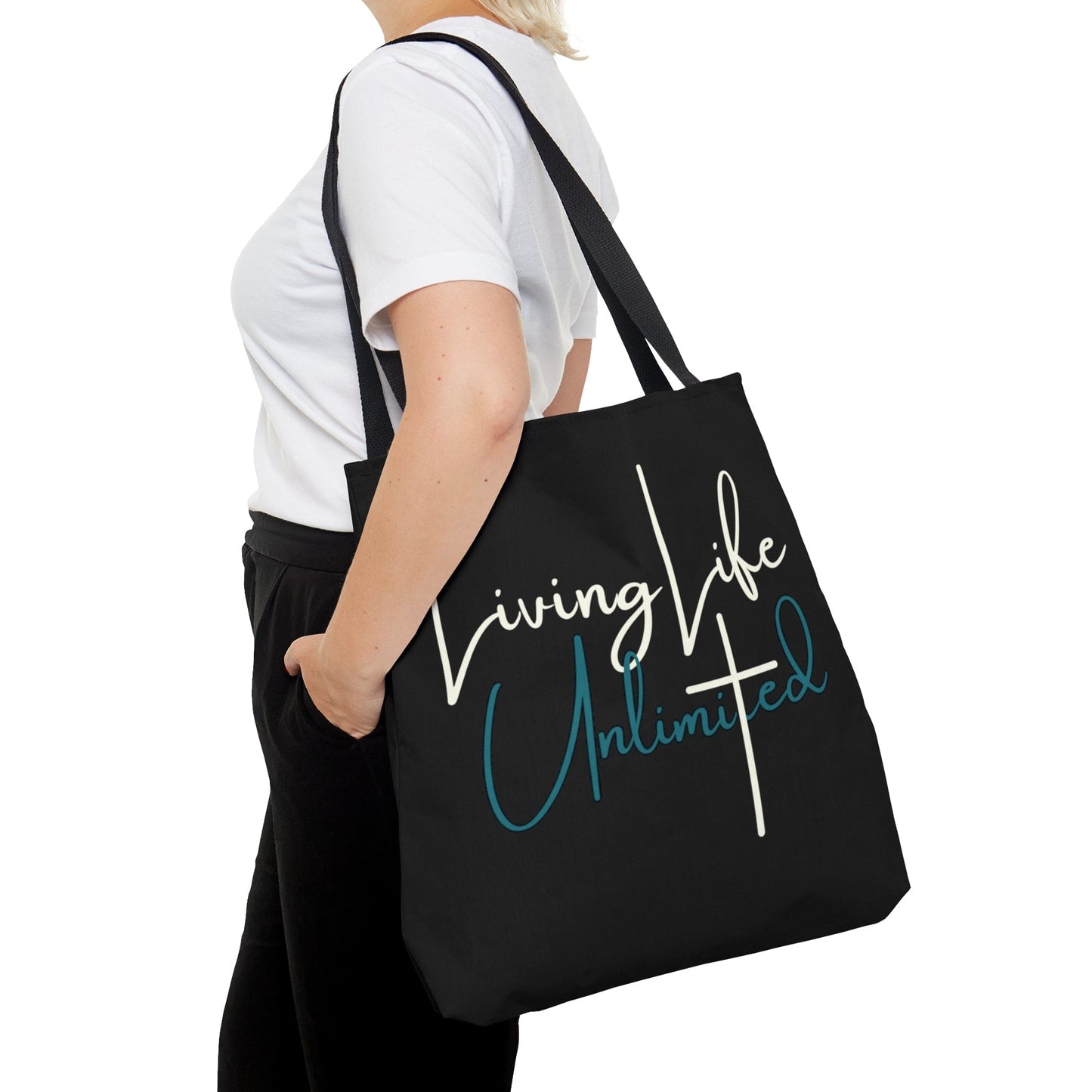 Large Tote Bag Living Life Unlimited - Inspirational Motivation -