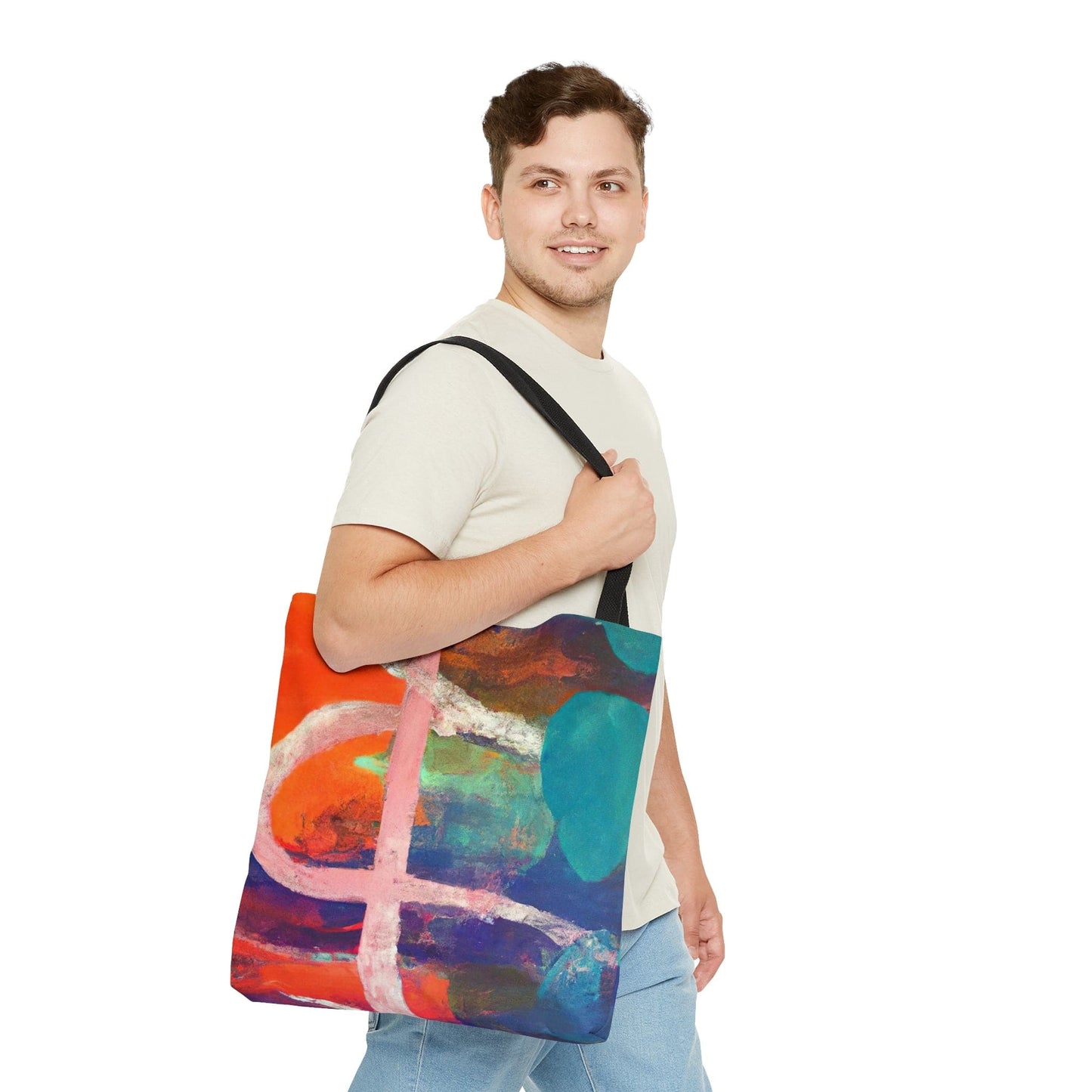 Large Tote Bag Multicolor Abstract Expression Pattern 030423b