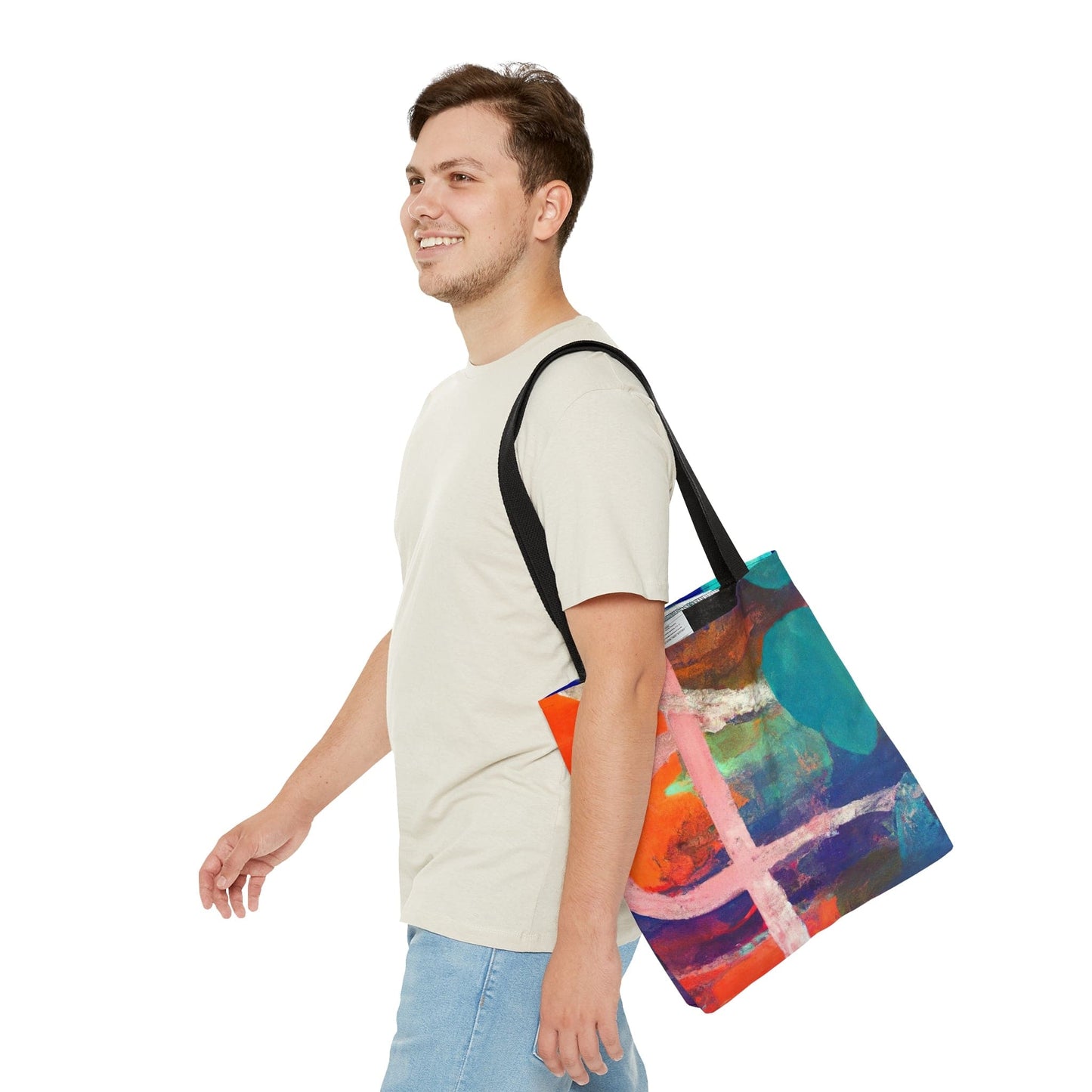 Large Tote Bag Multicolor Abstract Expression Pattern 030423b