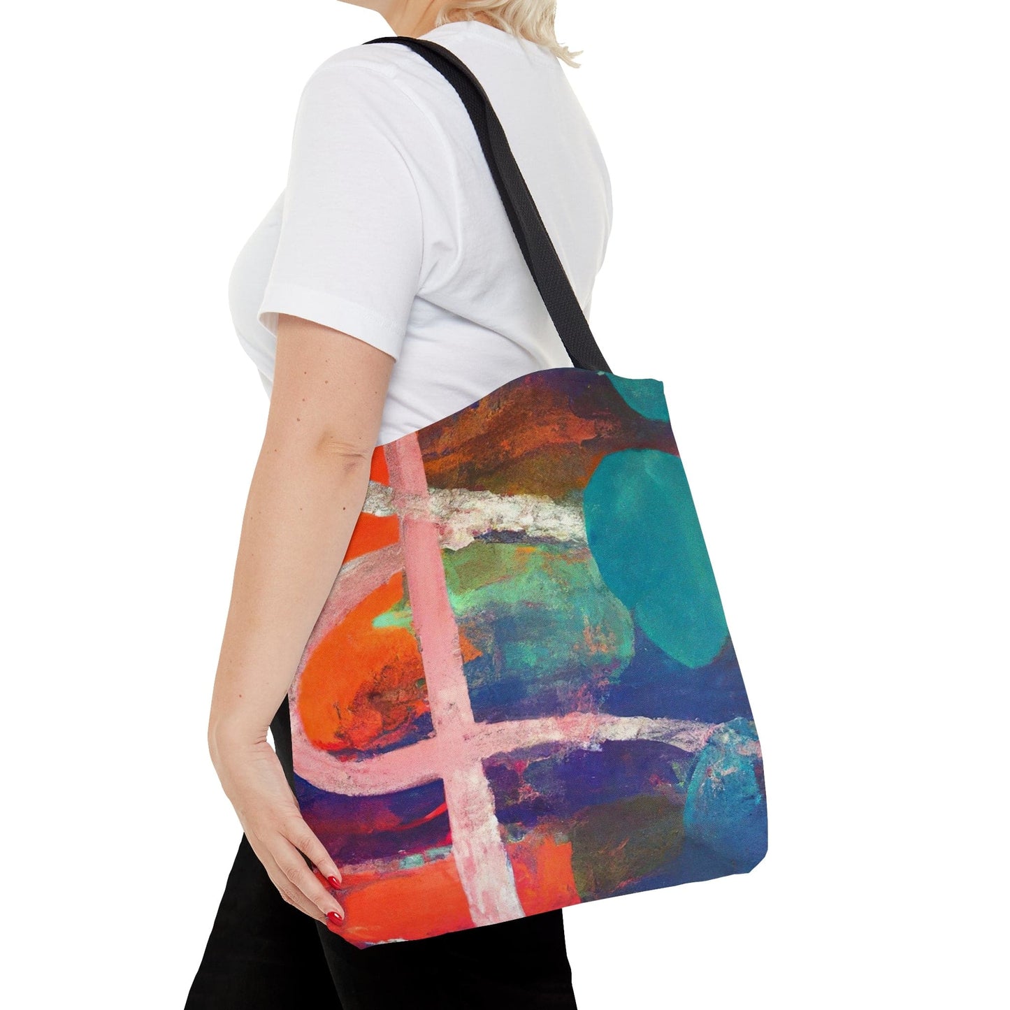 Large Tote Bag Multicolor Abstract Expression Pattern 030423b