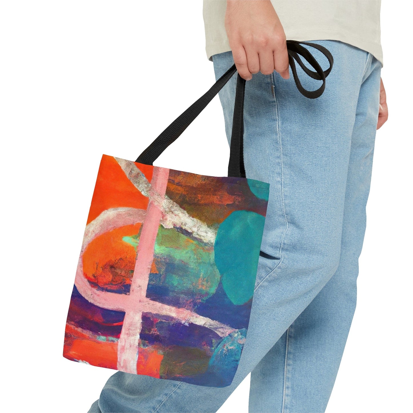 Large Tote Bag Multicolor Abstract Expression Pattern 030423b