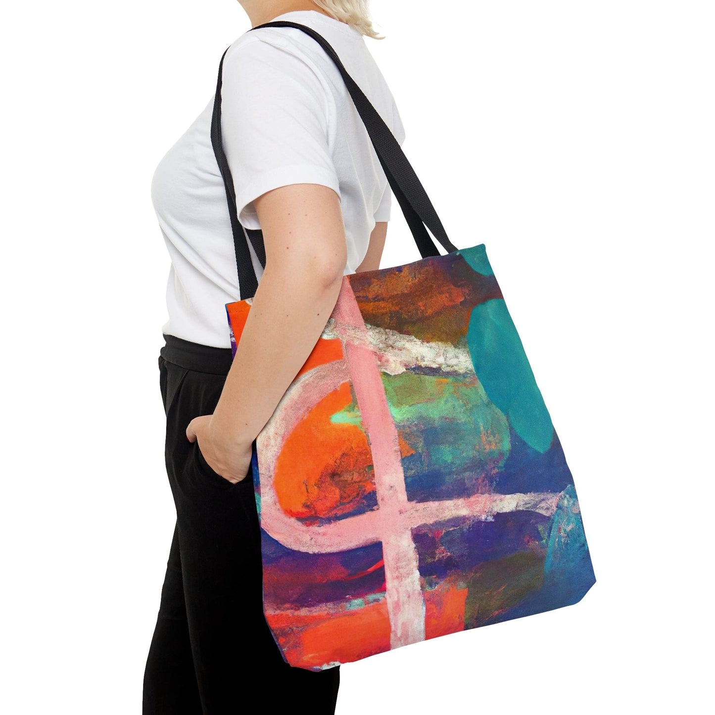 Large Tote Bag Multicolor Abstract Expression Pattern 030423b