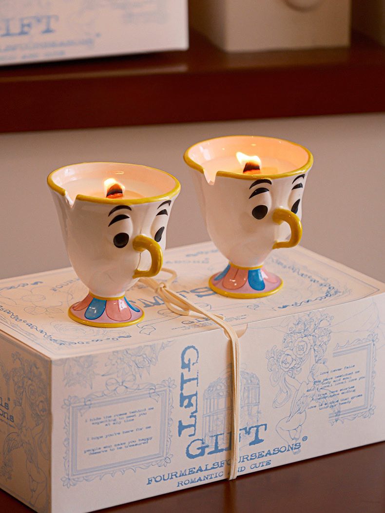 Tea Cup Scented Soy Wax Candles Set of 2 Pcs - Cute Ceramic Cartoon