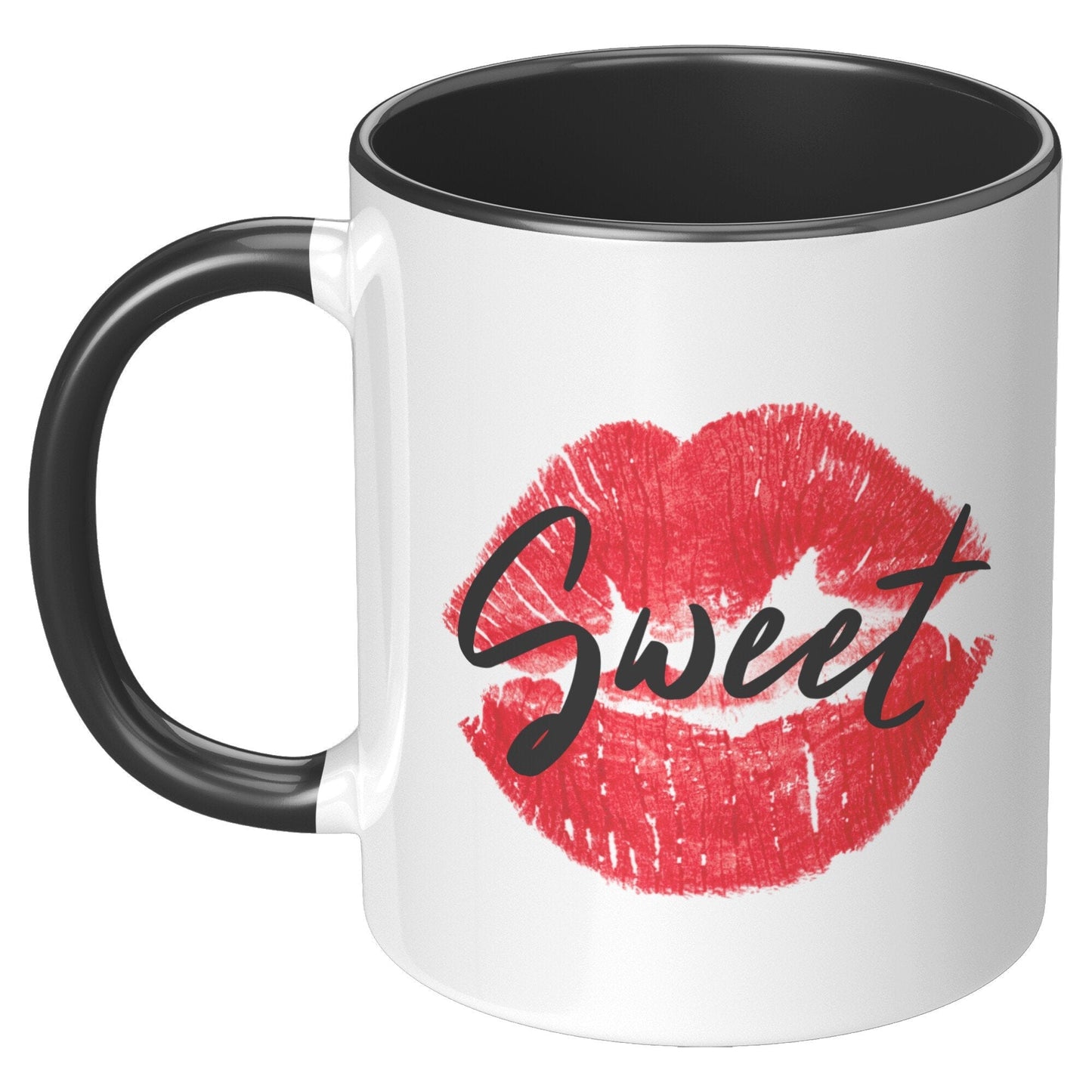 Coffee Cup, Accent Ceramic Mug 11oz, Sweet Lips Kiss