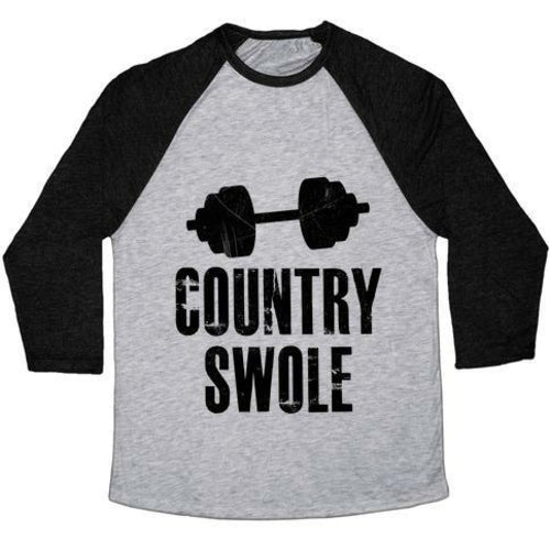 COUNTRY SWOLE UNISEX TRI-BLEND BASEBALL TEE