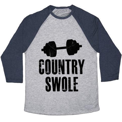 COUNTRY SWOLE UNISEX TRI-BLEND BASEBALL TEE