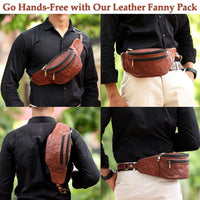 Brown Genuine  Italian Leather Fanny Pack for Men & Women Belt Bag