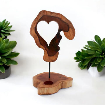 Wooden Heart Shape Tealight Holder