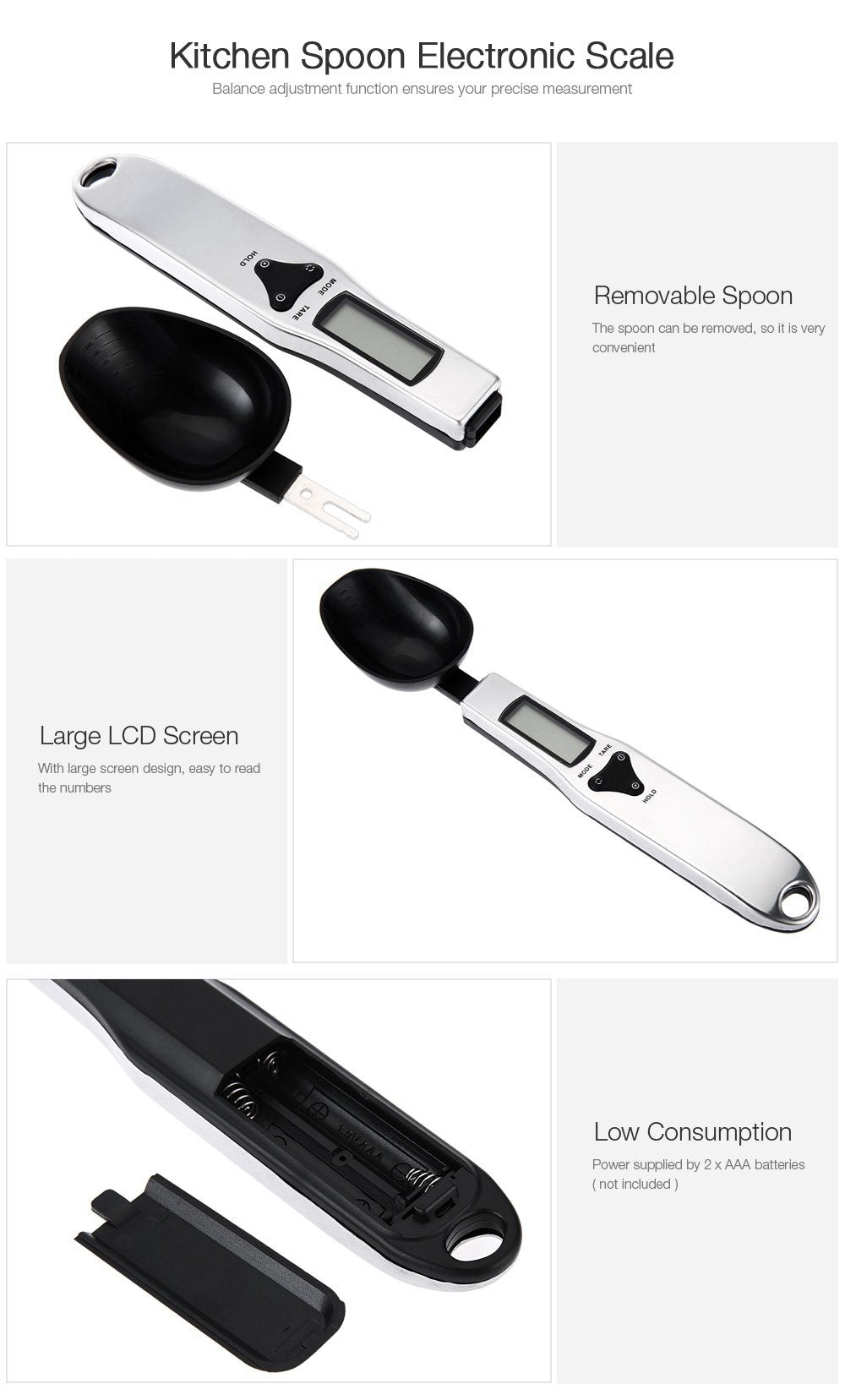 LCD Digital Kitchen Measuring Spoon Scale