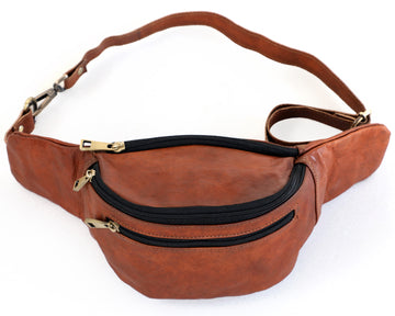 Brown Genuine  Italian Leather Fanny Pack for Men & Women Belt Bag