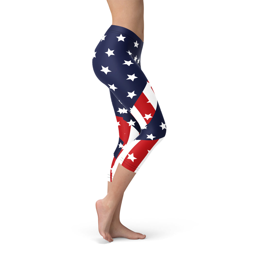 Womens American Flag Capri Leggings