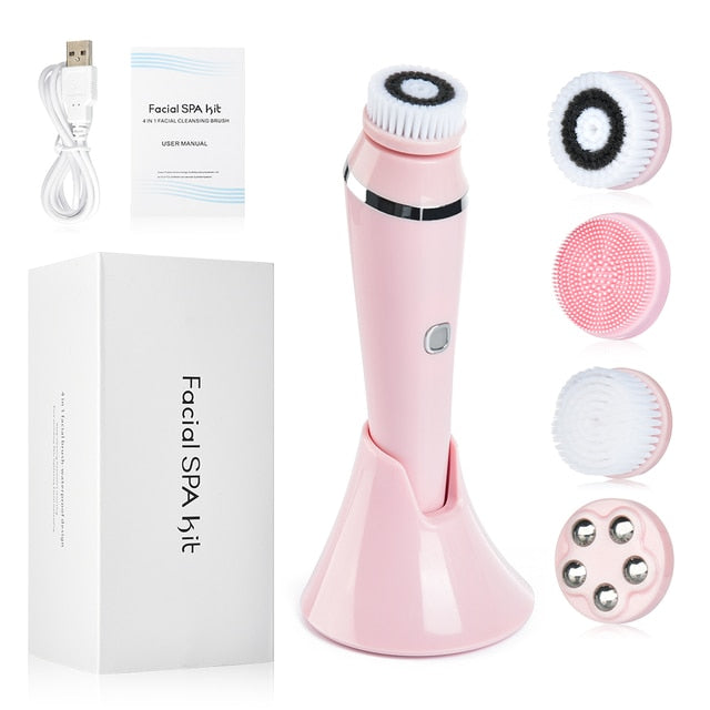 4 in 1 Facial Cleansing Brush Rechargeable Electric Waterproof Spin