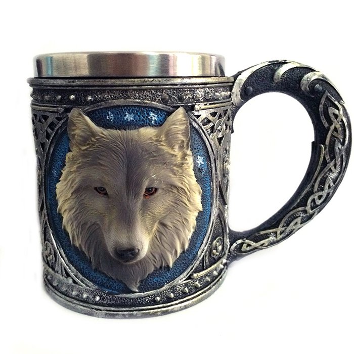 Stainless Steel Wolf Head Coffee Mug