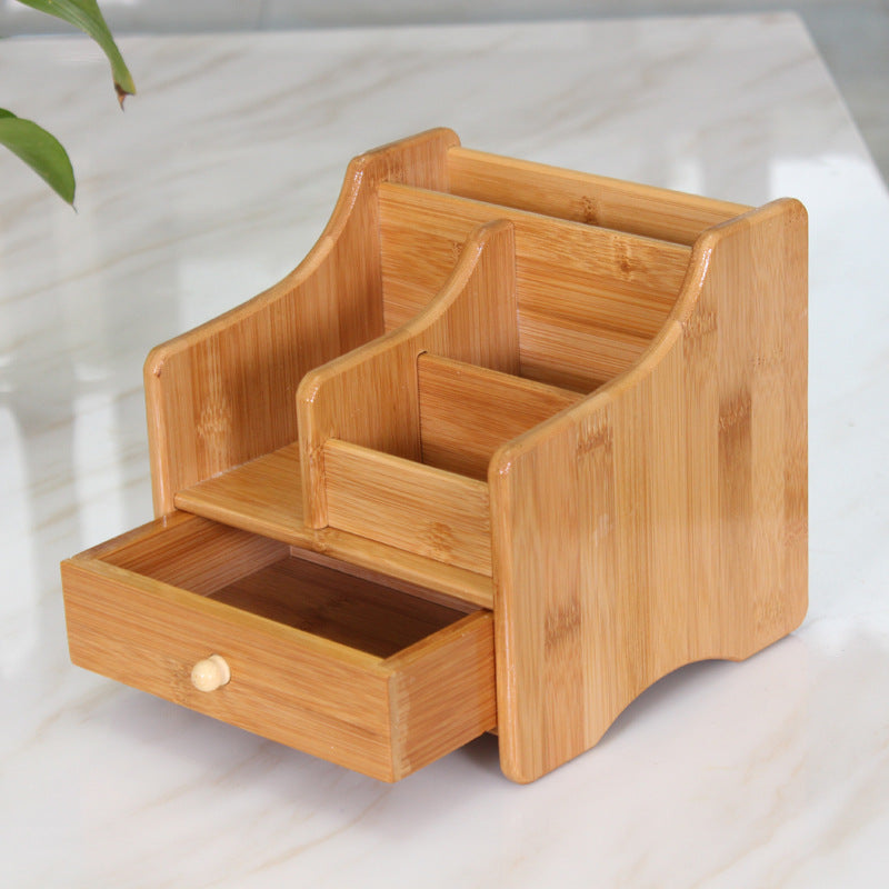 Bamboo Storage Box Office or Cosmetics Organizer