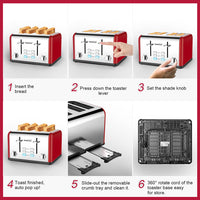 Stainless Steel Toaster Dual Control Panel for Baking Bread