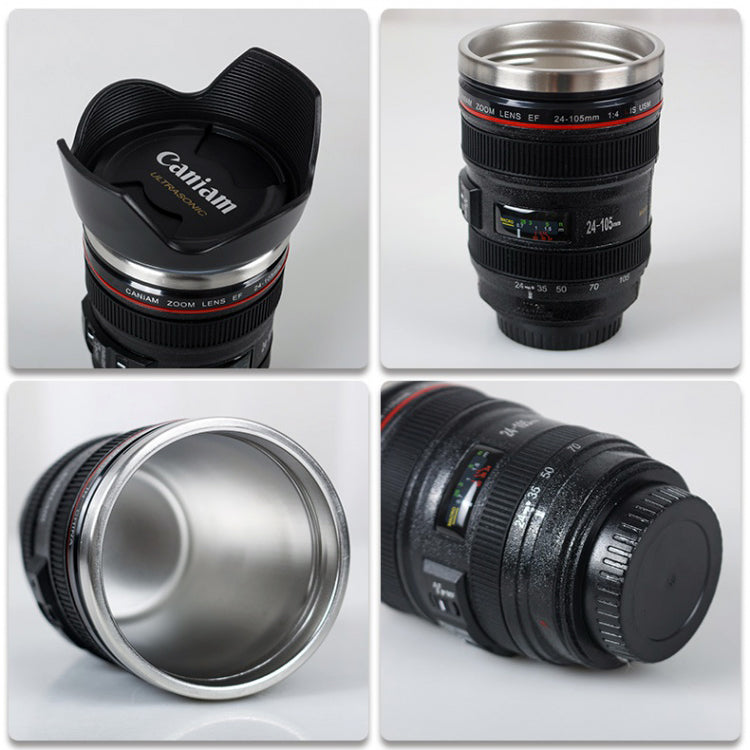 Camera Lens Mug with Flat Lid FDA LFGB approved.