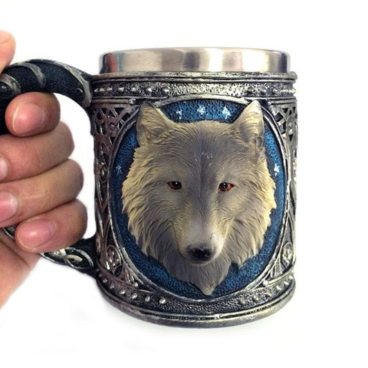 Stainless Steel Wolf Head Coffee Mug