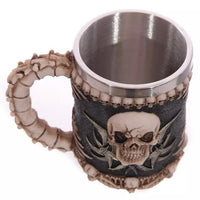 Stainless Steel Skull & Spine Tankard 3D Mug