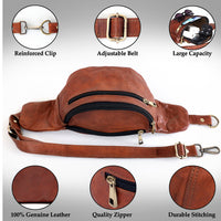 Brown Genuine  Italian Leather Fanny Pack for Men & Women Belt Bag