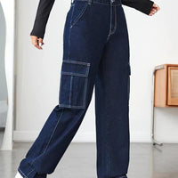 Womens Denim Dark Blue Cargo Pant