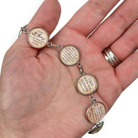 I Love Books - Glass Charm Stainless Steel Bracelet with Dangling