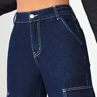 Womens Denim Dark Blue Cargo Pant