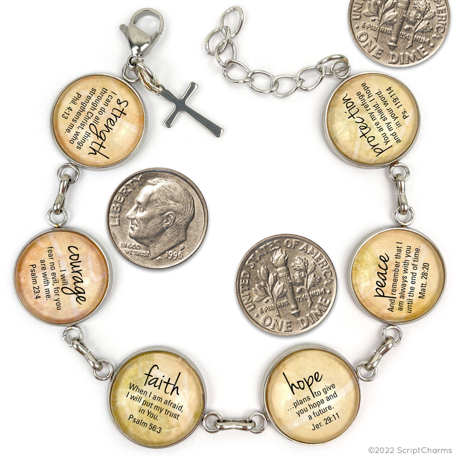 I Love Books - Glass Charm Stainless Steel Bracelet with Dangling