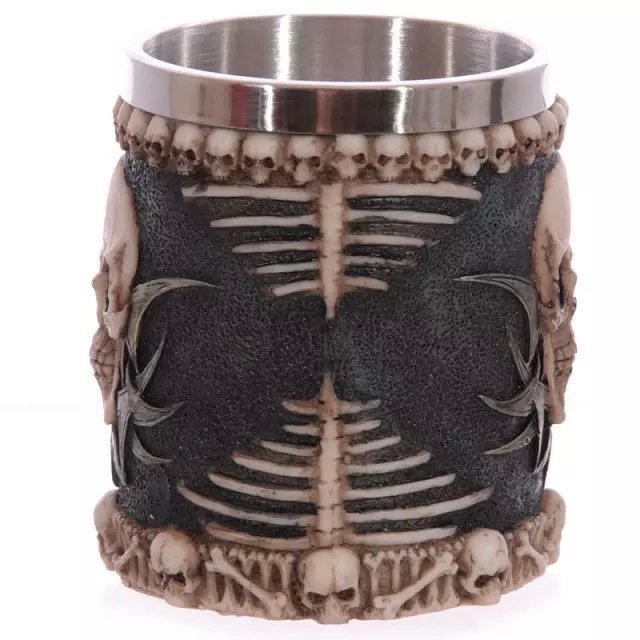 Stainless Steel Skull & Spine Tankard 3D Mug