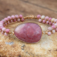 Rhodonite Hand Woven Bracelet