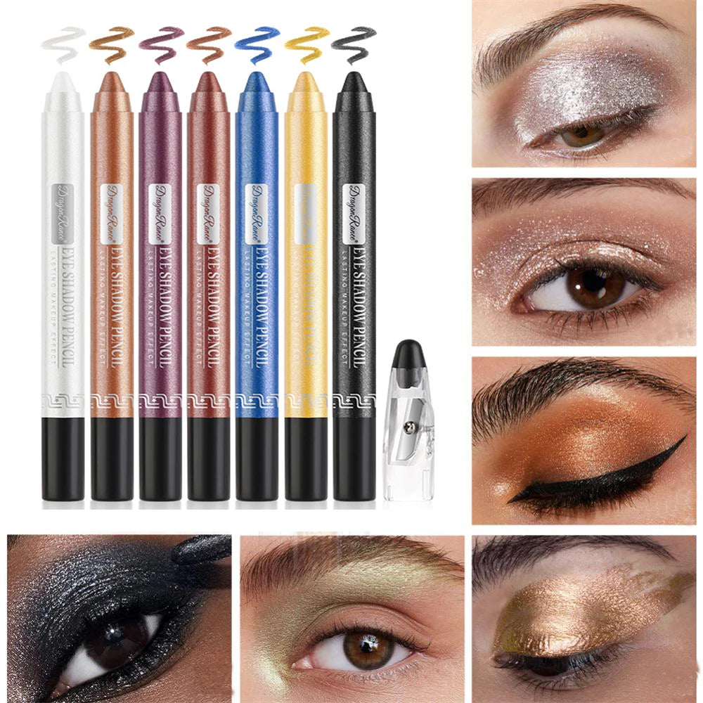 12 Colors Pearlescent Eyeshadow Pen Long Lasting Waterproof Eye Highlighter Shiny Silver Purple Eyeliner Eyeshadow Pen Cosmetics