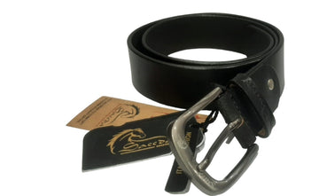 Men Black Genuine Leather Belt (Size-30) (Color-BLACK)