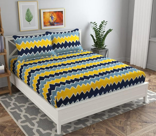 Double Bed Printed Bedsheet with 2 Pillow Covers Size Double Bed