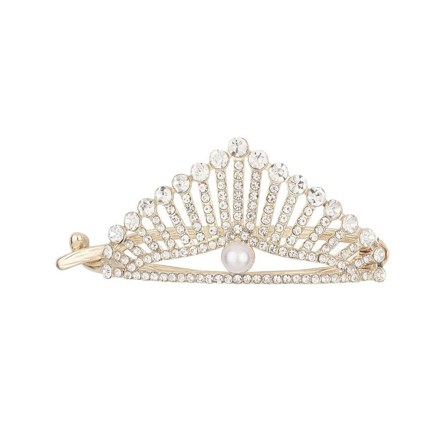 Gemstone Crown Hair Clip Hair Clip (Silver, White) for women