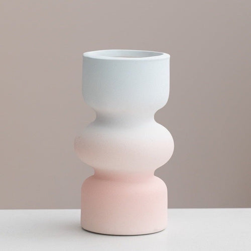 Handmade Ceramic Gradient Vase, Dopamine Geometric Matte Flower