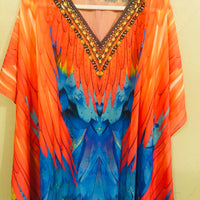 Tribal Kaftan Dress, Feather Caftan Dress, Plus Size Kaftan For Women,