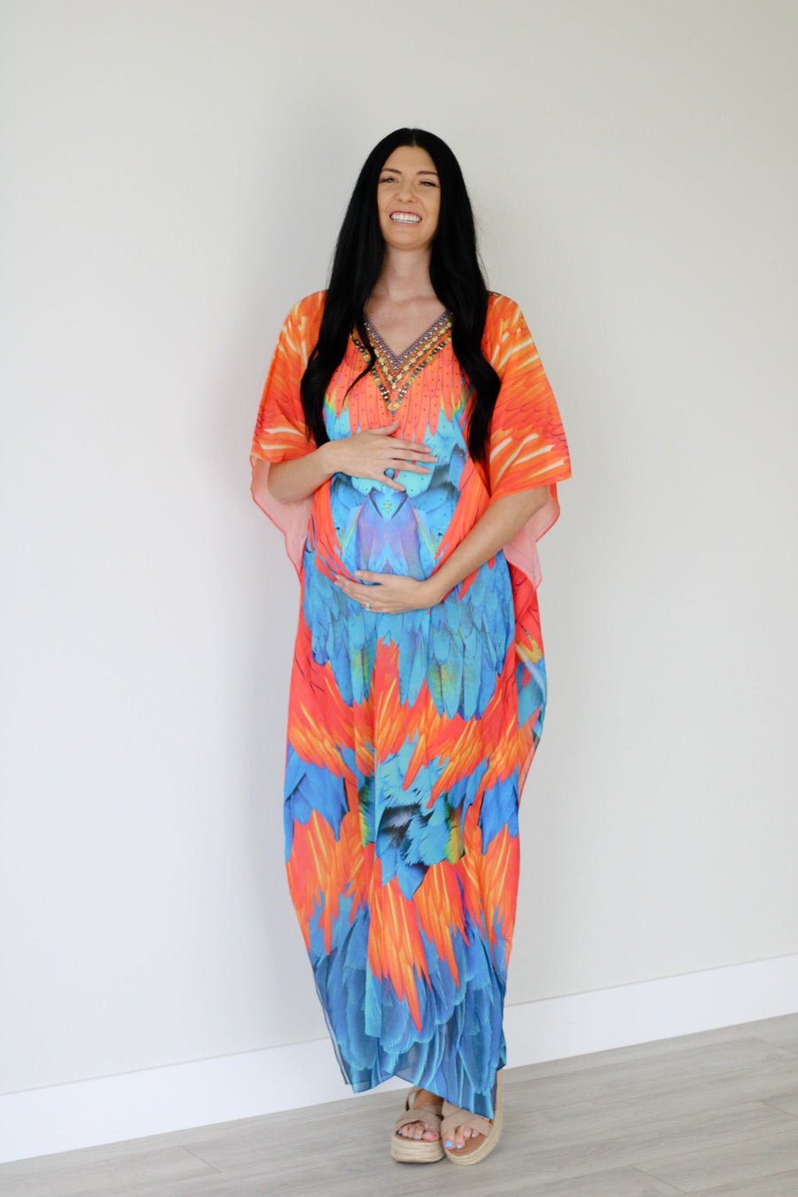 Tribal Kaftan Dress, Feather Caftan Dress, Plus Size Kaftan For Women,