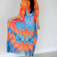 Tribal Kaftan Dress, Feather Caftan Dress, Plus Size Kaftan For Women,